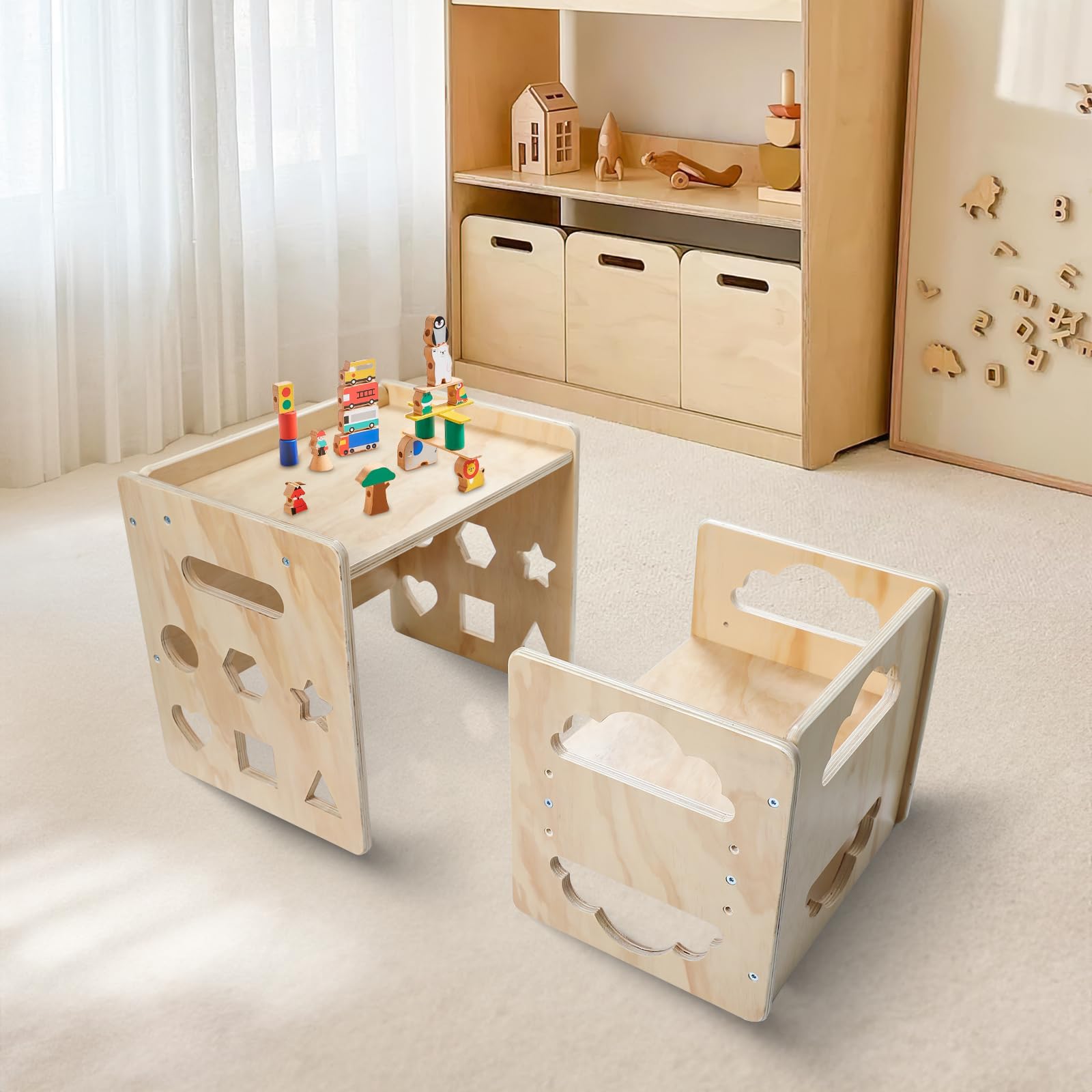 Satisure table with rounded corners ensures safe play.
