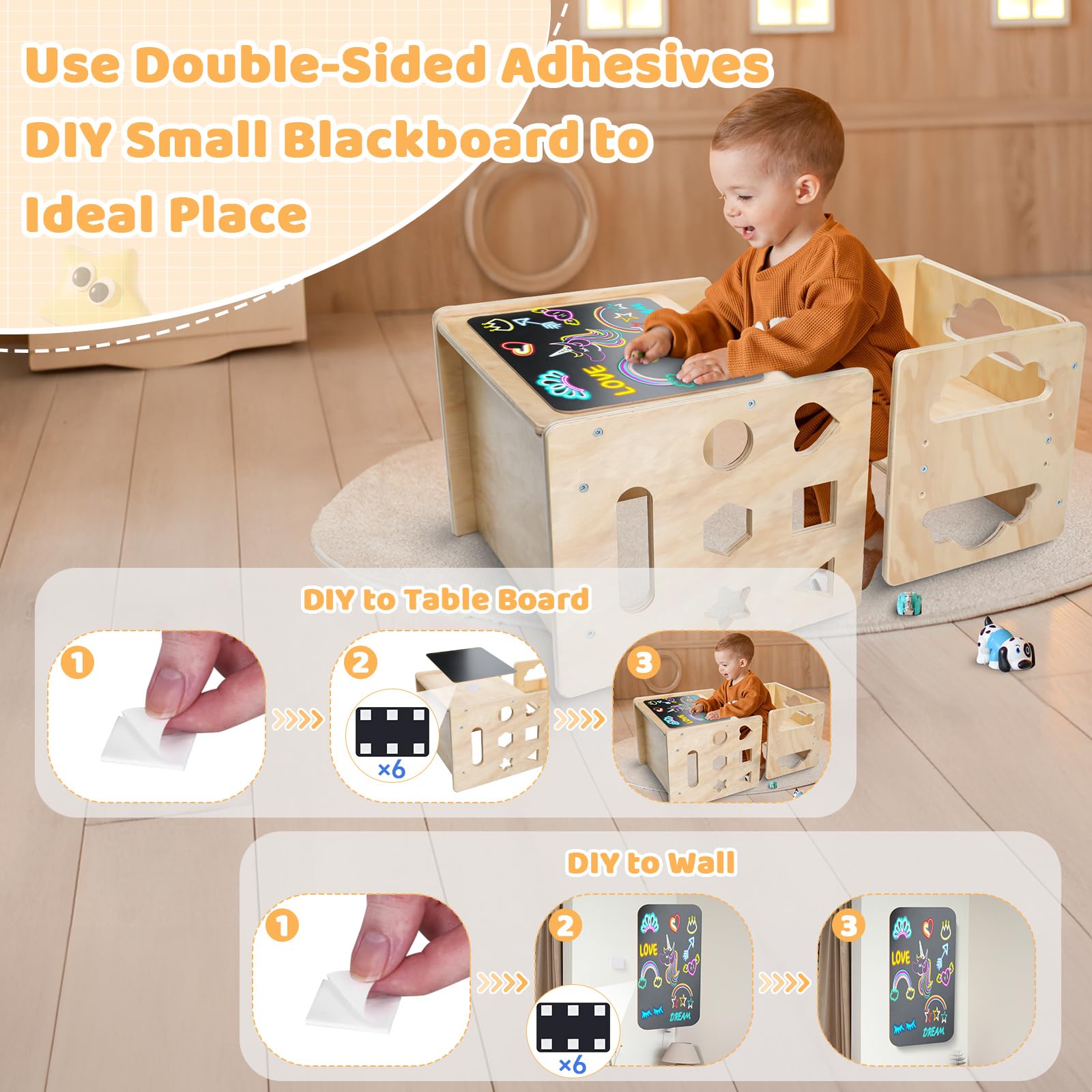 Satisure Montessori adjustable-height chair supports growing toddlers' comfort.