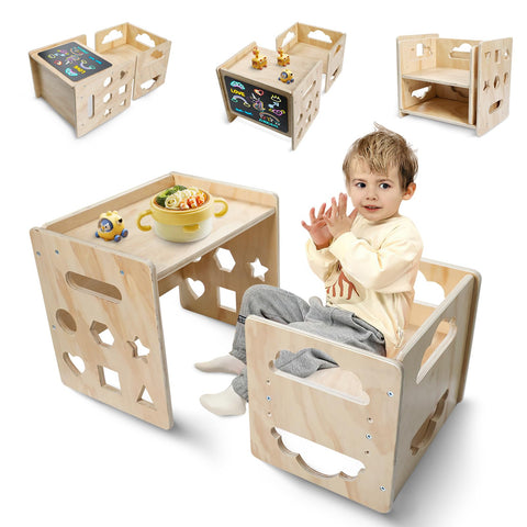 Satisure Montessori chalkboard table and chair for early learning and creativity.