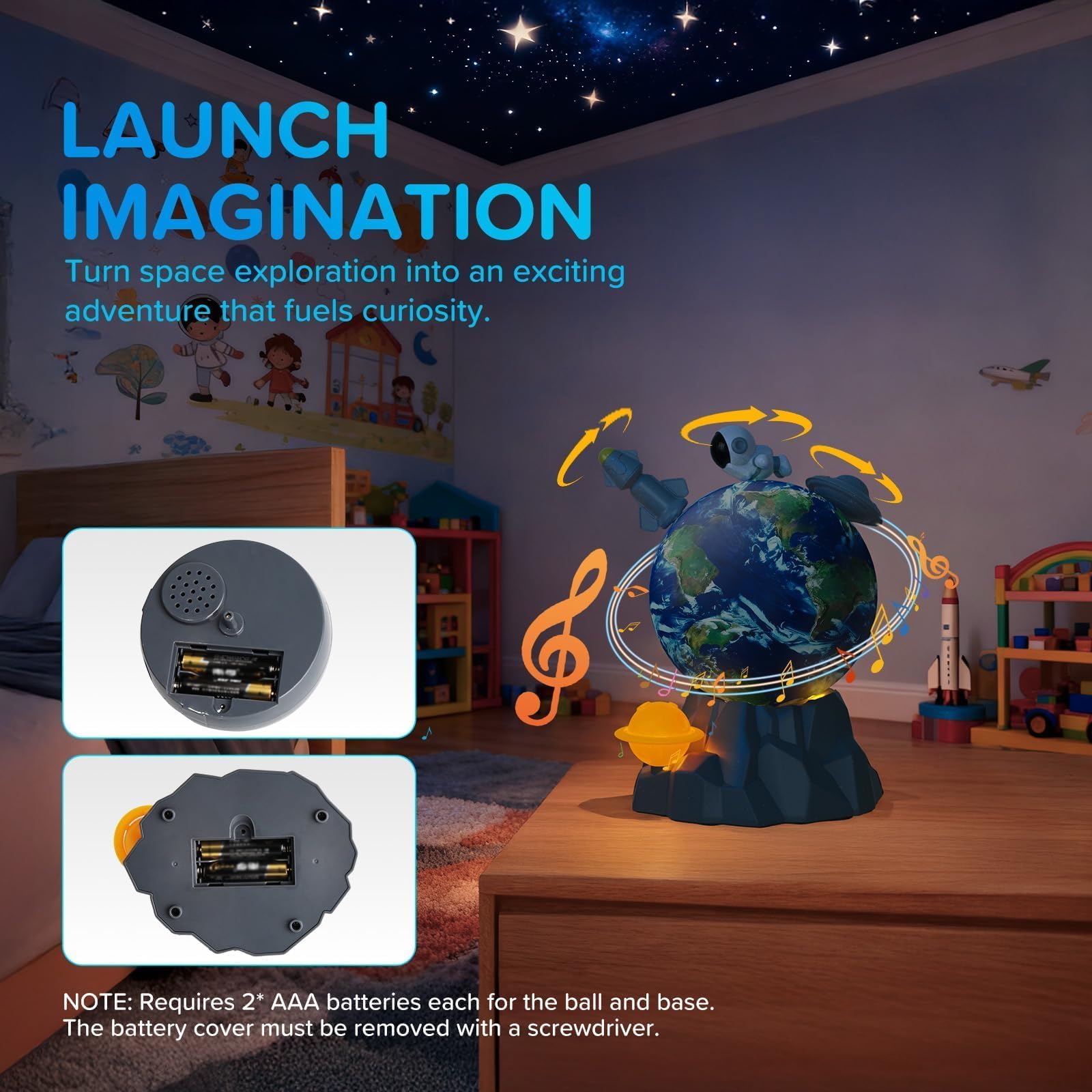 Saudoli LED warm-light base provides cozy illumination for night play.