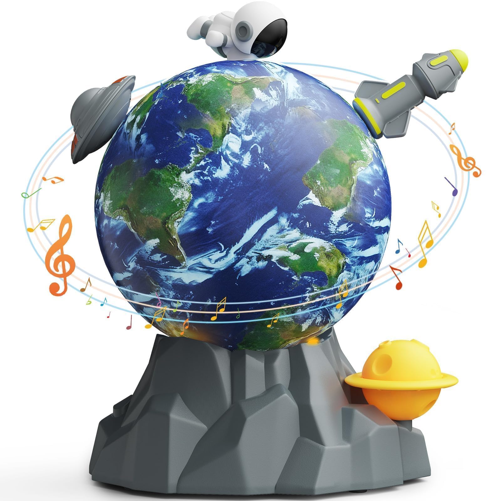 Saudoli magnetic musical ball space toy set enhances tactile play and curiosity.