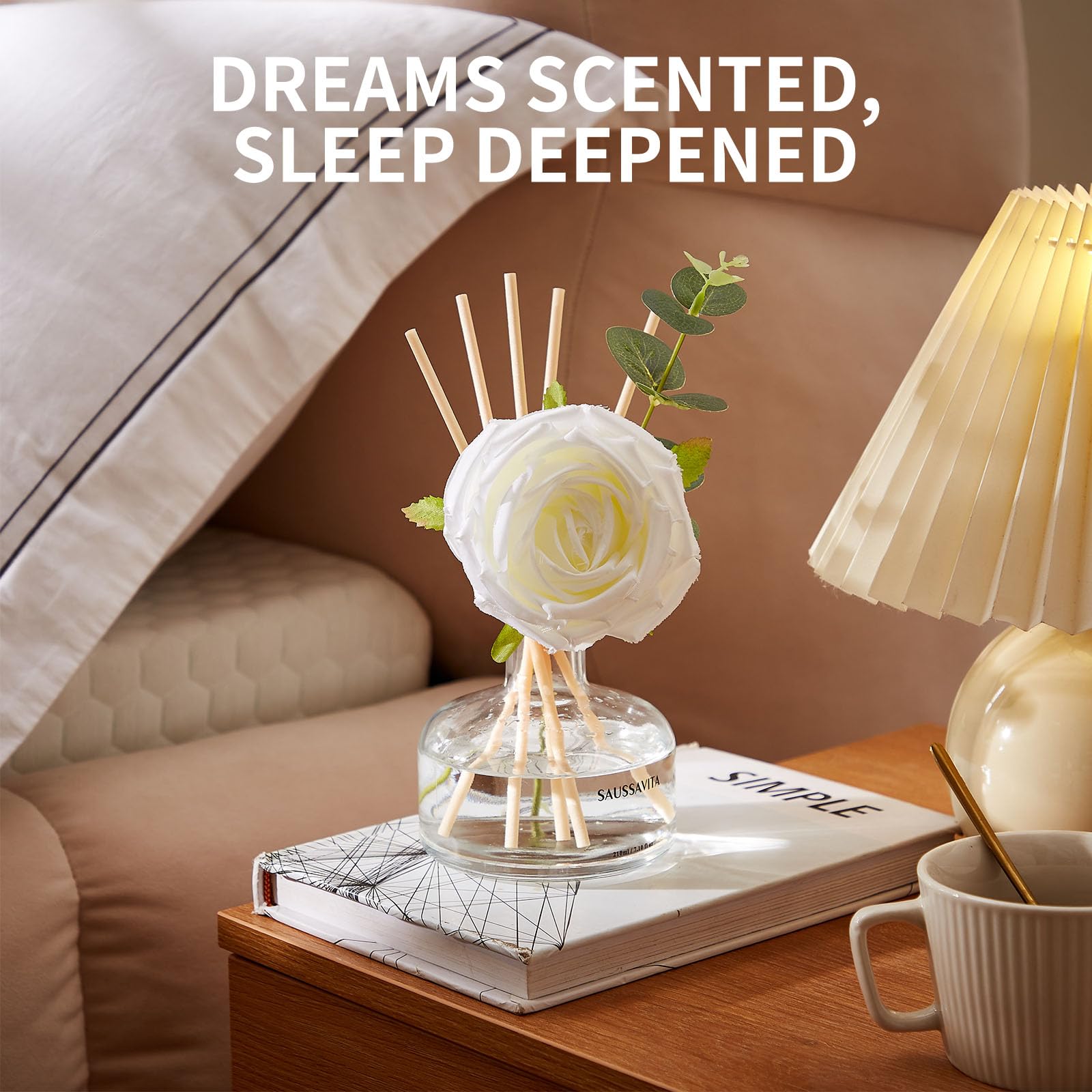 Saussavita minimalist glass diffuser vase complements shelves and desks