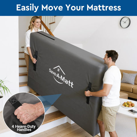 SaveAMatt mattress bag showing reinforced zipper for secure, quick access.