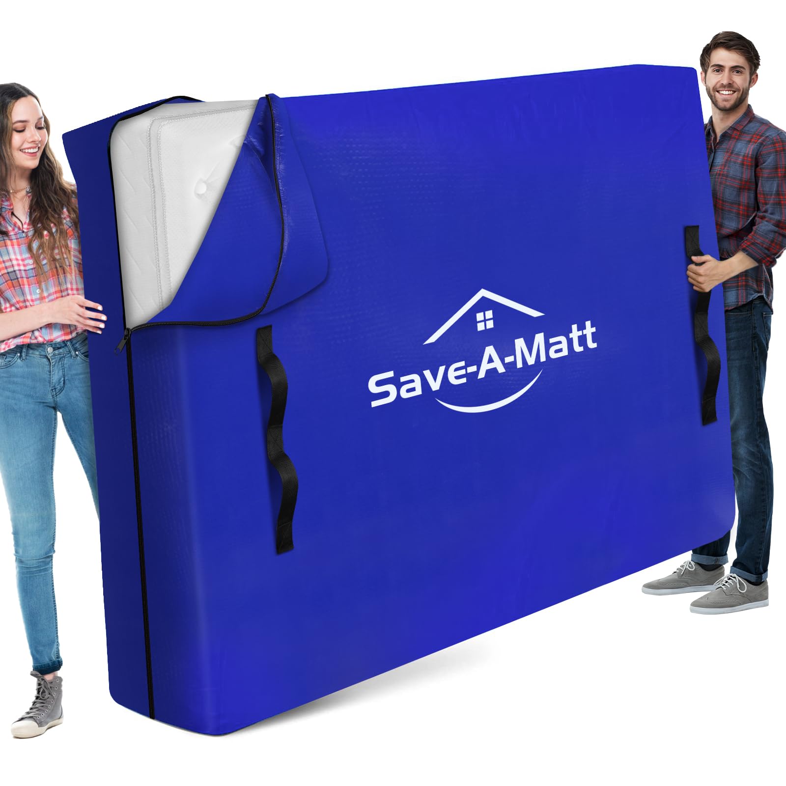SaveAMatt mattress bag move-ready protects your queen mattress during transport