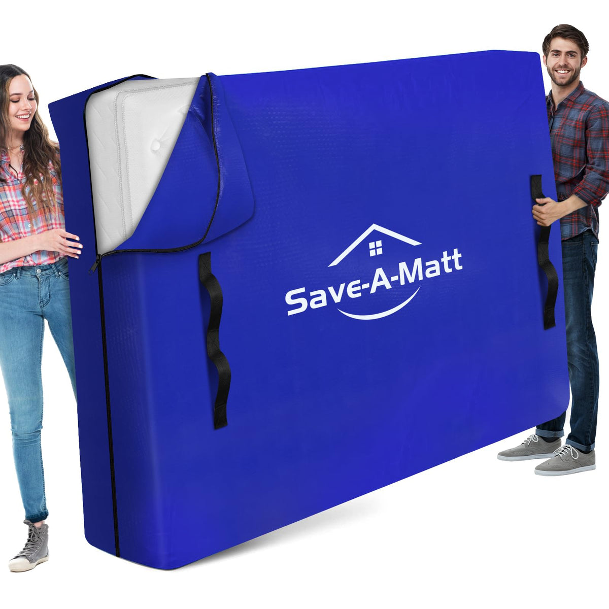 SaveAMatt mattress bag move-ready protects your queen mattress during transport