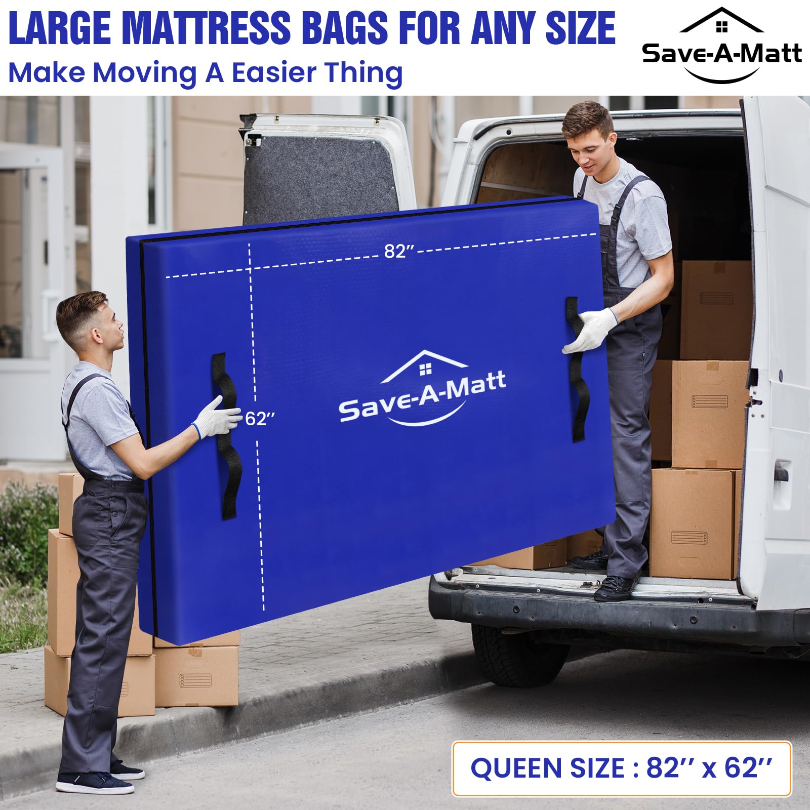 SaveAMatt mattress bag queen-size-fit securely wraps a queen mattress for transit