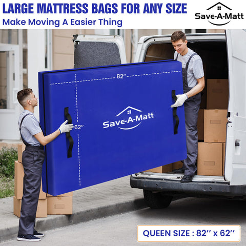 SaveAMatt mattress bag queen-size-fit securely wraps a queen mattress for transit