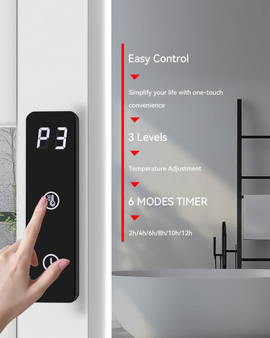Sawlece quick heat towel warmer reaches ready temperature in about 10 minutes.