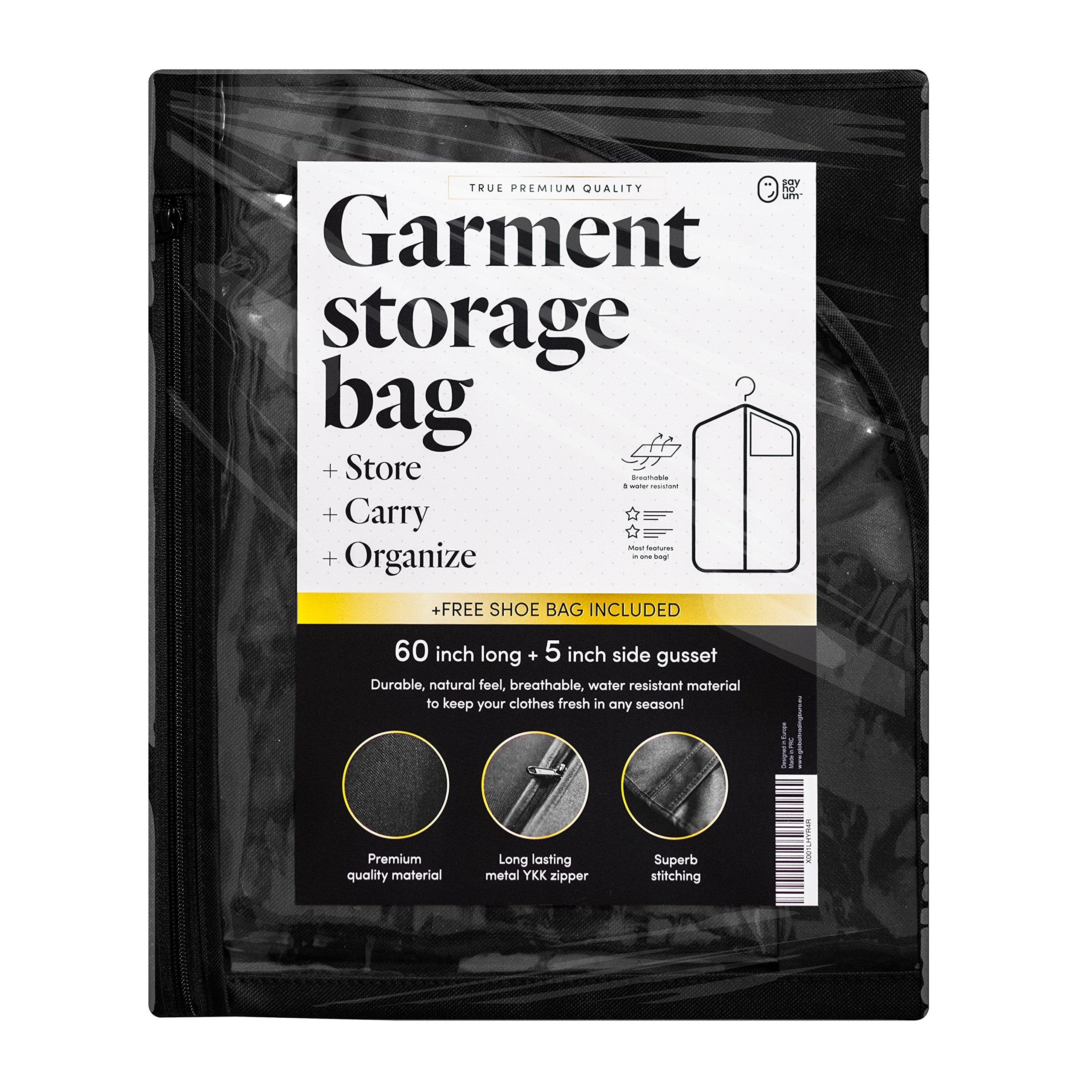 SAY HO UM travel-friendly garment bag folds flat for packing