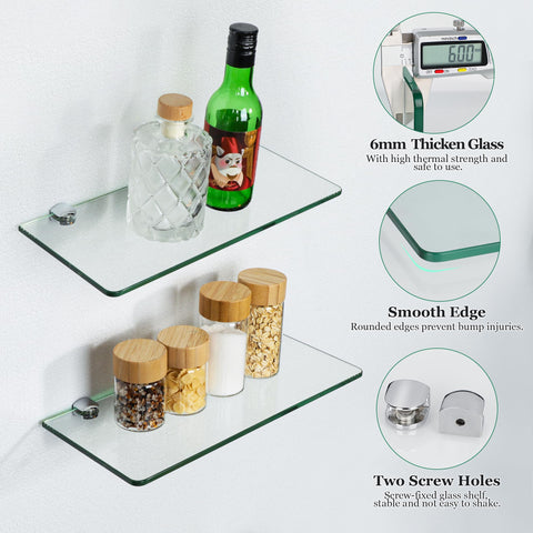 SAYAYO glass shelves in bedroom for stylish storage and organization.