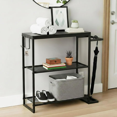 SayBond Creations 31'' narrow console table with umbrella holder for quick entryway organization.
