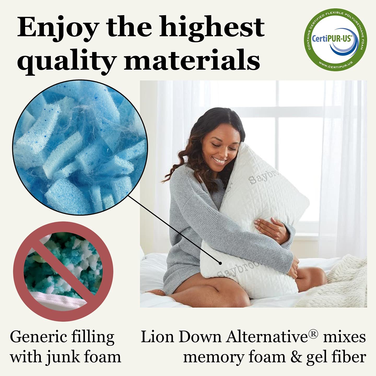 Saybrook Adjustable Pillow temperature regulation beads aid comfortable sleep