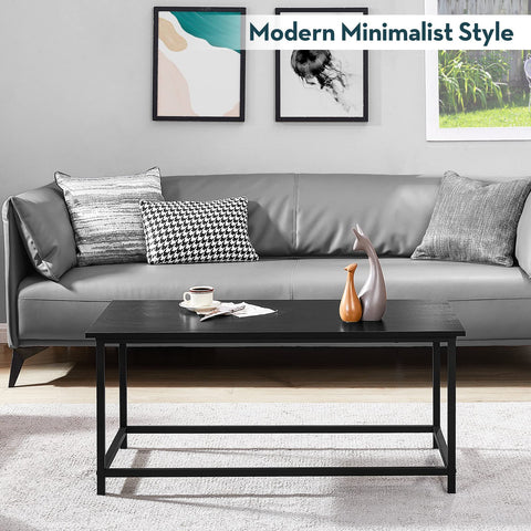 SAYGOER Black Coffee Table metal frame conveys stability for daily durable use.