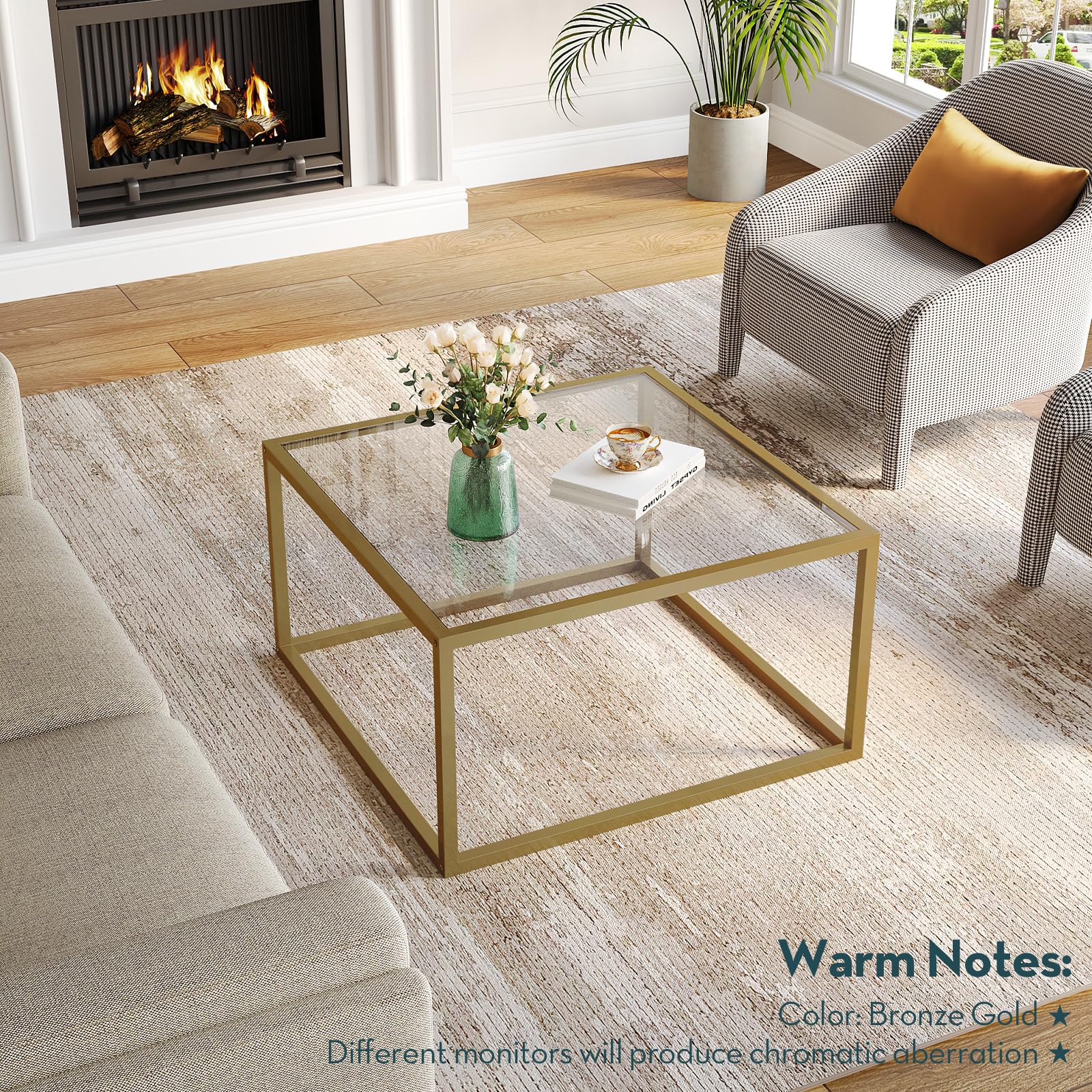 Saygoer glass coffee table features 6mm tempered glass for durability.