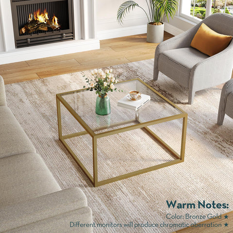 Saygoer glass coffee table features 6mm tempered glass for durability.