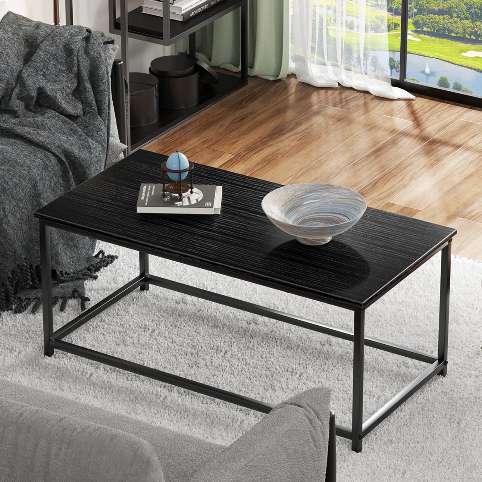 SAYGOER Minimalist black living-room look blends with modern decor.