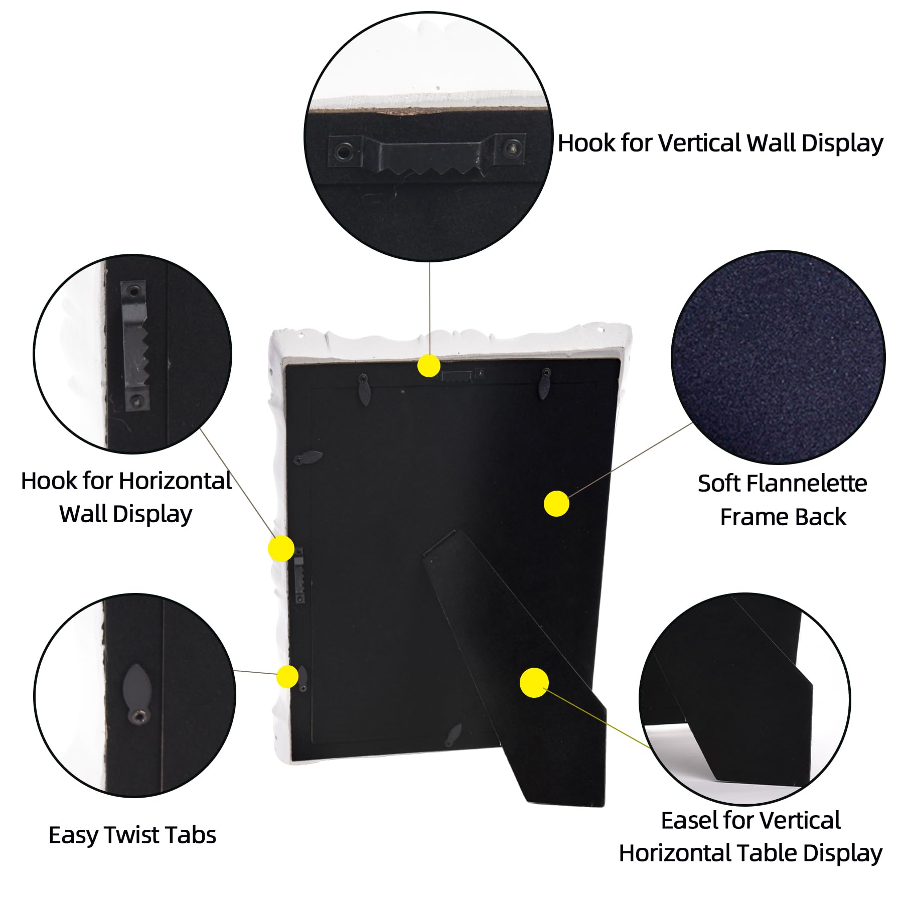 Saysmile frame with easel back for tabletop display and two-way wall mounting.