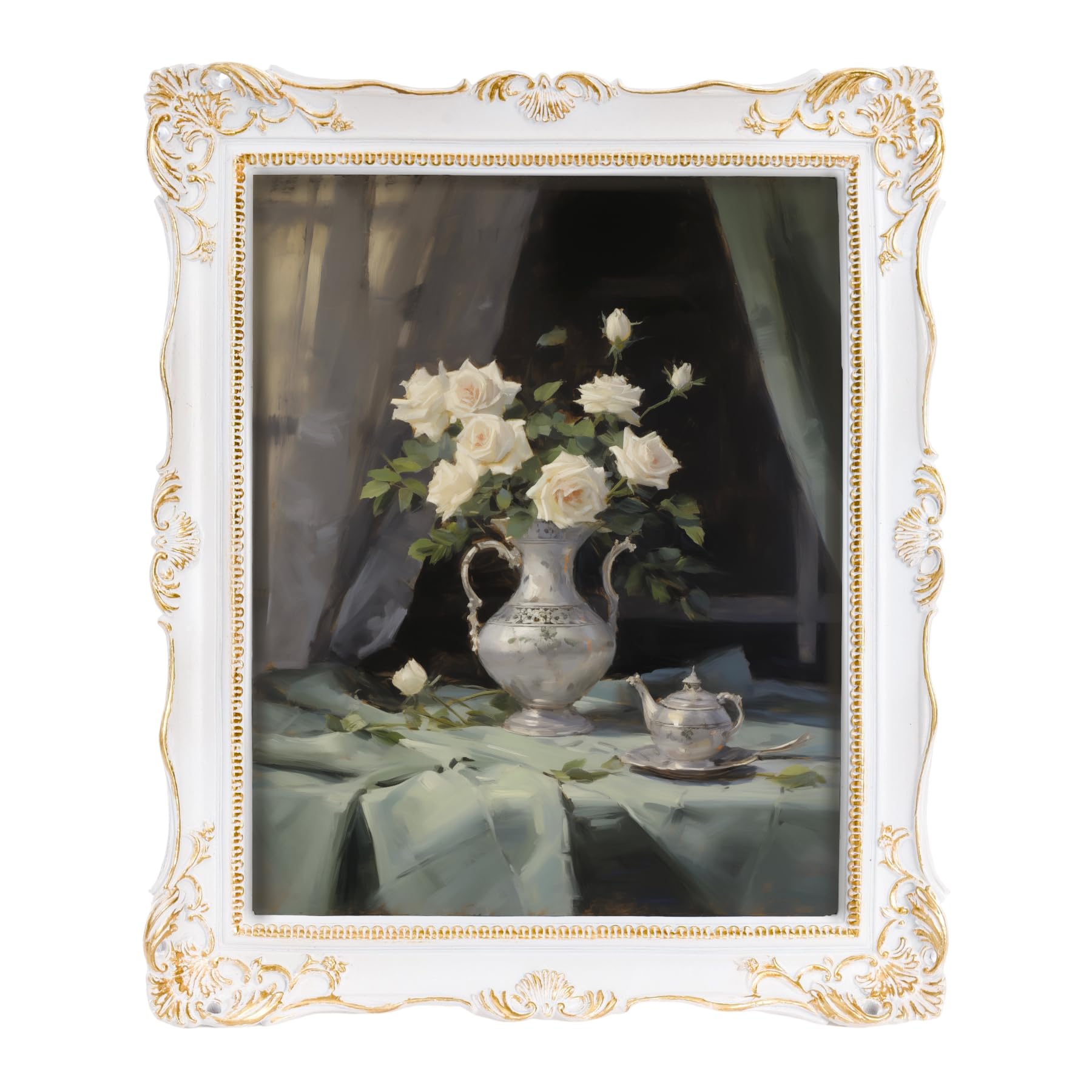 Saysmile 8x10 vintage frame with glass front showcases photos clearly on wall.