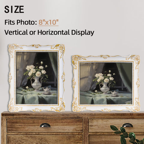 Saysmile vintage frame featuring ornate white finish and embossed details.