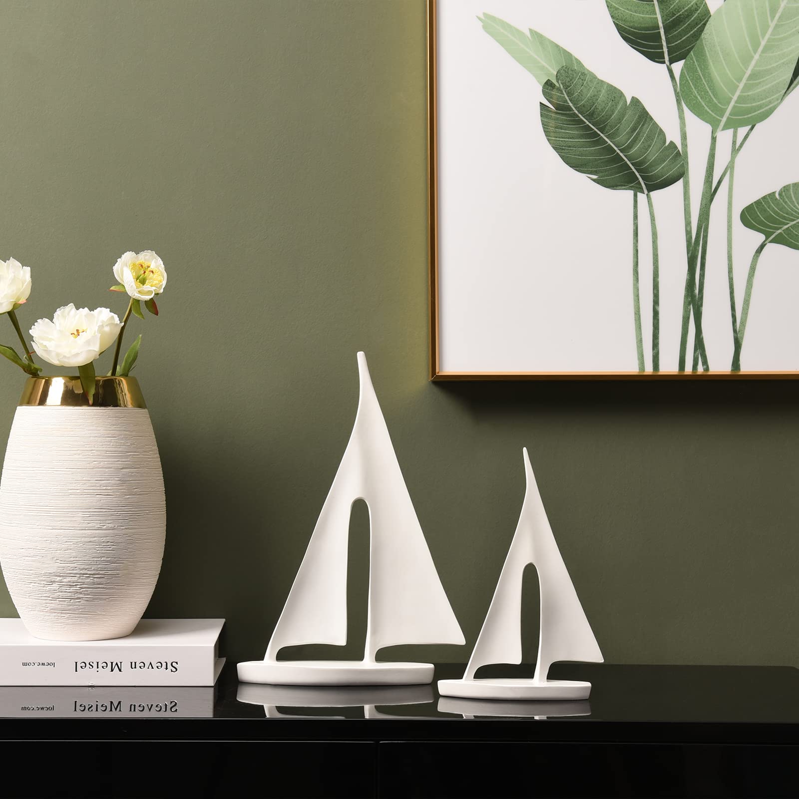 Saysmile minimalist black-white sailboat design enhances modern space