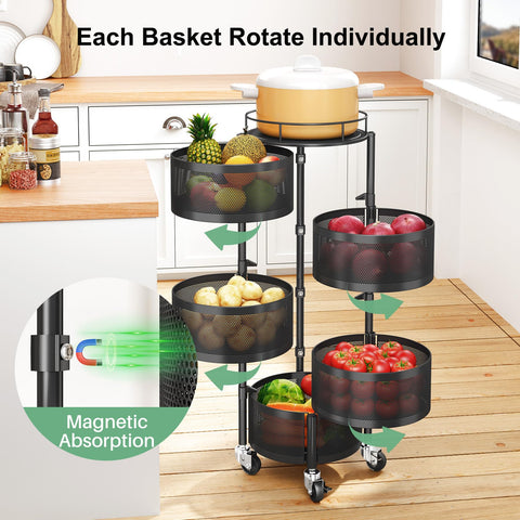 SayZH 5-tier rolling cart in use beside counter for pantry storage