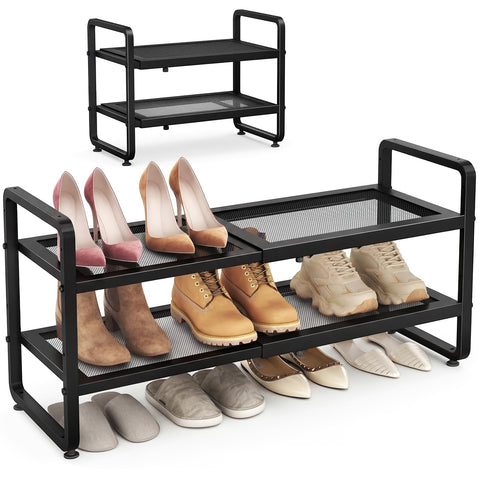 SAYZH Expandable shoe rack in closet helps organize shoes for quick access