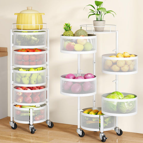 SAYZH fruit-vegetable basket 5-tier rotating cart for easy access and air circulation