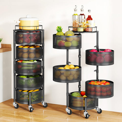 SayZH rotating fruit vegetable basket top view showing organized produce and easy access