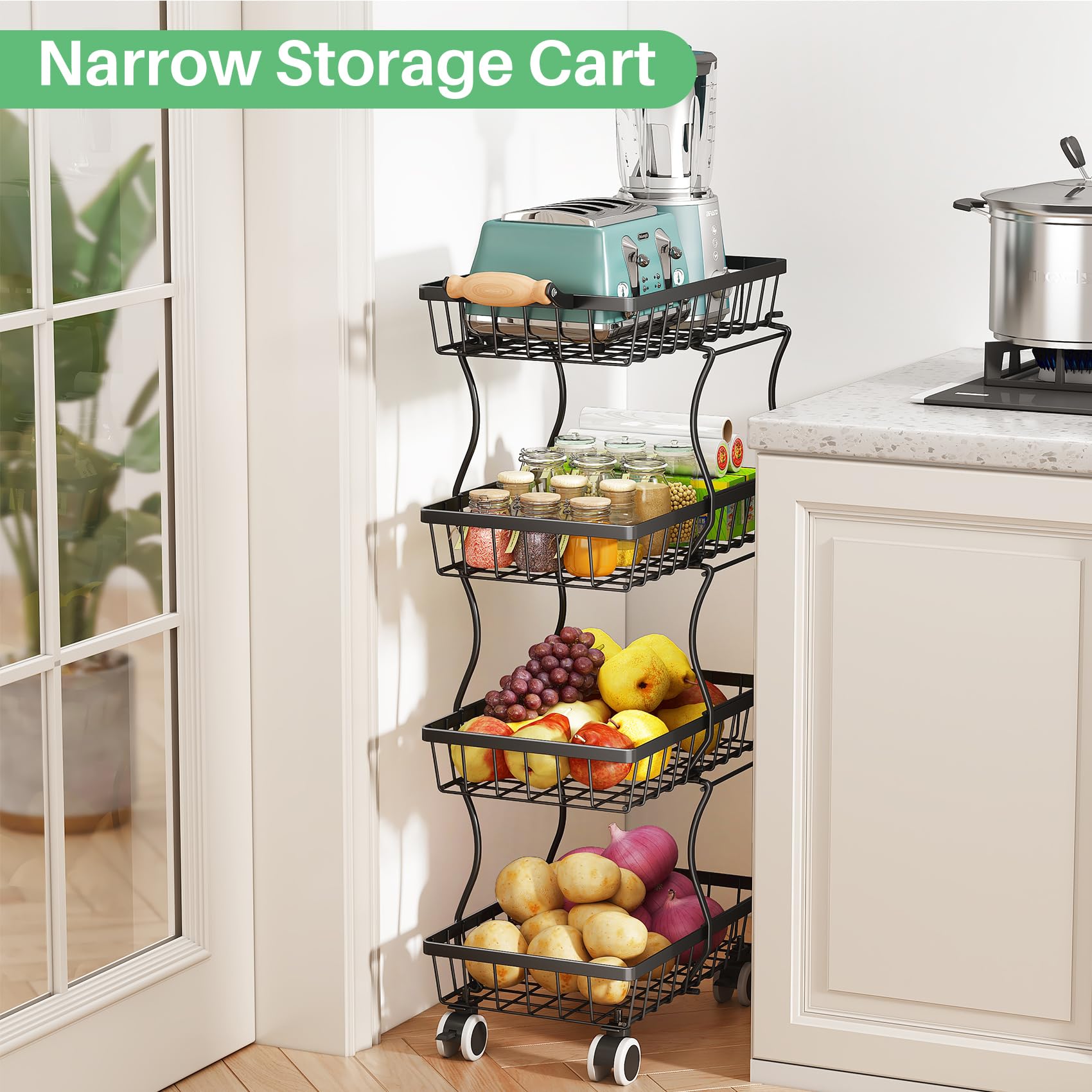 SAYZH kitchen storage on wheels for easy ingredient relocation.
