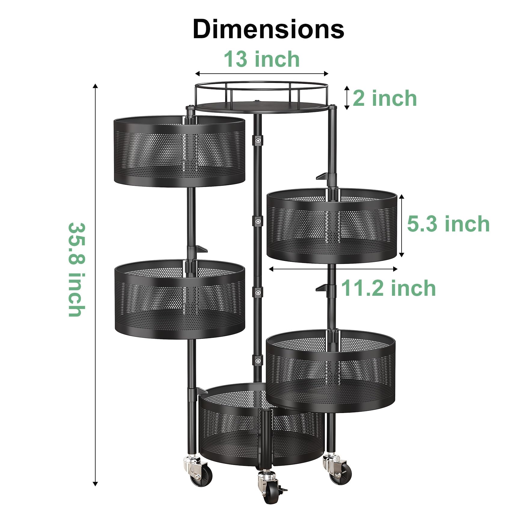 SayZH large capacity kitchen cart stores fruit, snacks, and tools