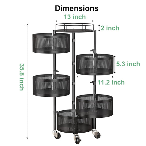 SayZH large capacity kitchen cart stores fruit, snacks, and tools