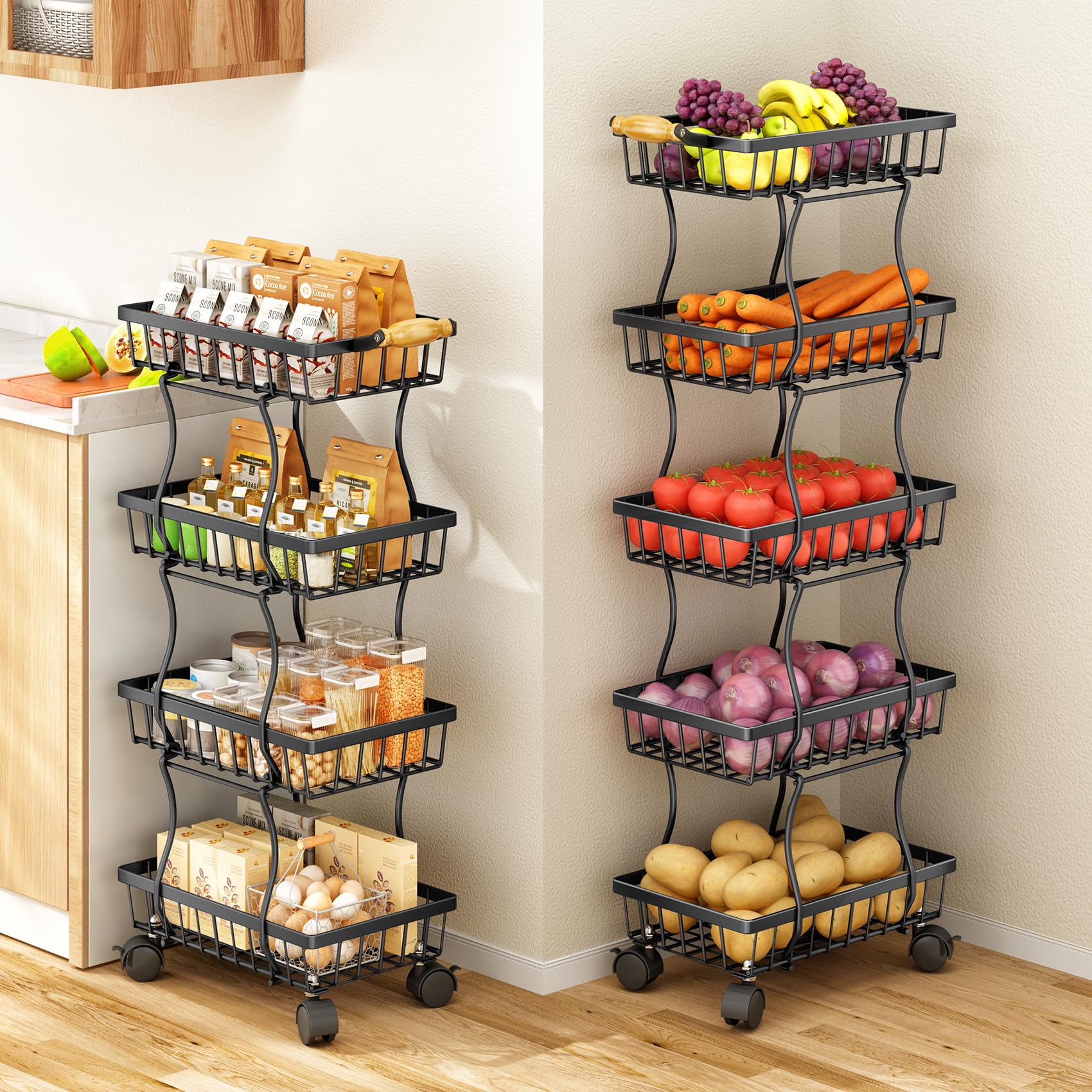 SAYZH rolling storage cart with casters for easy mobility.