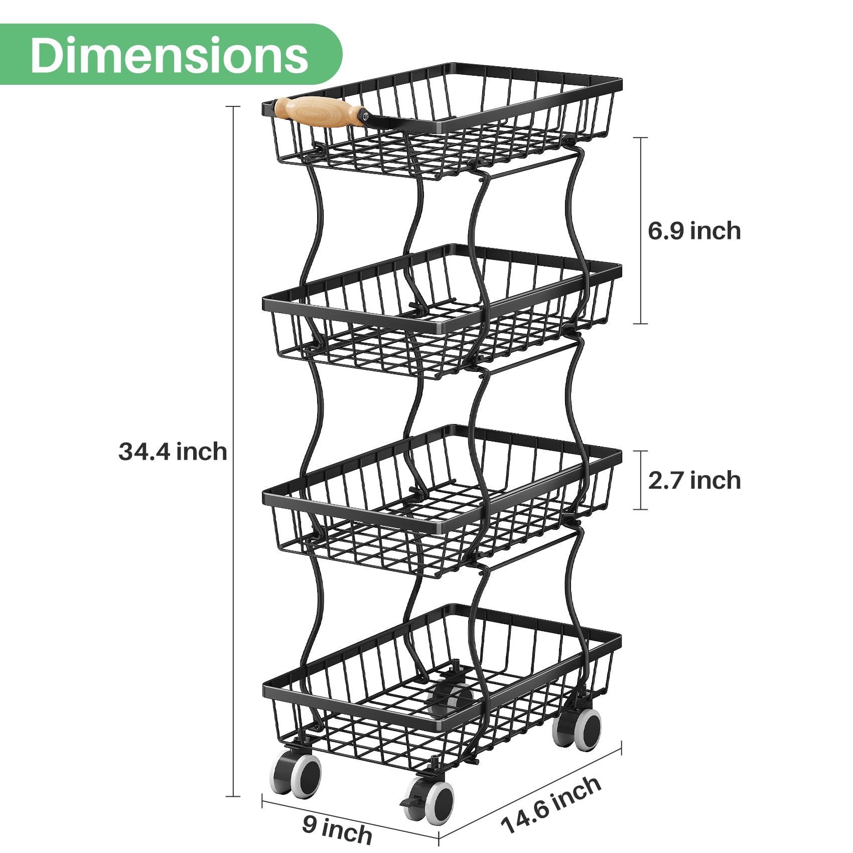 SAYZH rolling utility cart with casters for flexible organization.