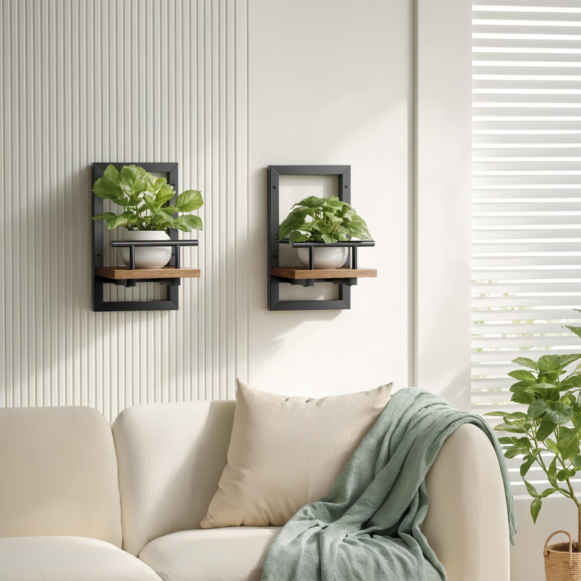 Sbosbo bathroom setup showcasing space-saving wall storage with greenery