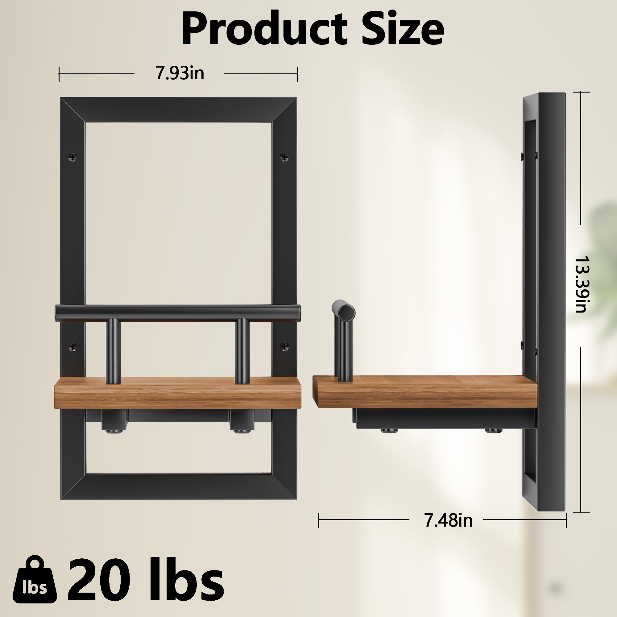 Sbosbo floating shelves front guardrail close-up preventing items from sliding