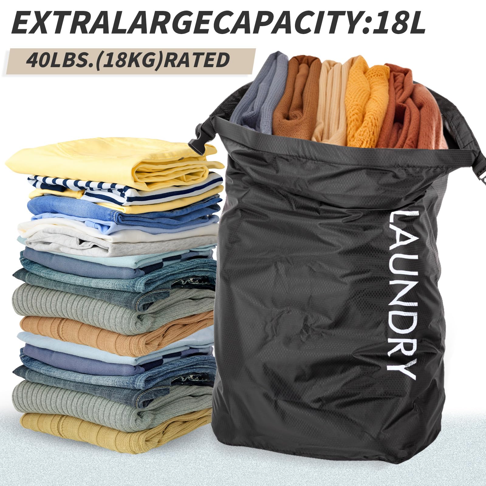 Scandihome travel laundry bag waterproof protects contents from moisture.
