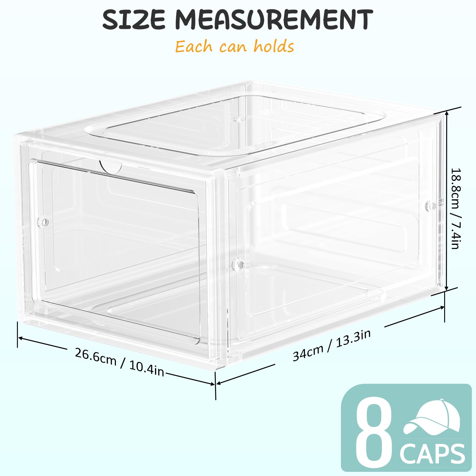 SCAVATA stackable hat storage boxes viewed from the front for organized display