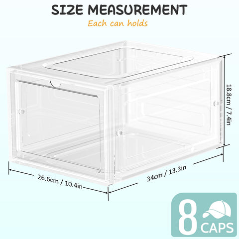 SCAVATA stackable hat storage boxes viewed from the front for organized display