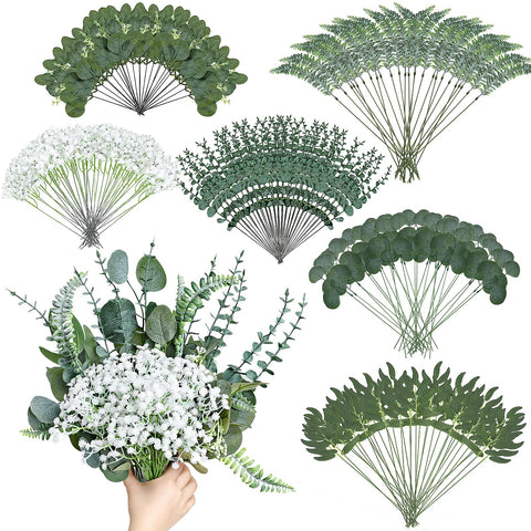 Scawim artificial eucalyptus stems with willow leaves add natural-looking filler for elegant centerpieces.
