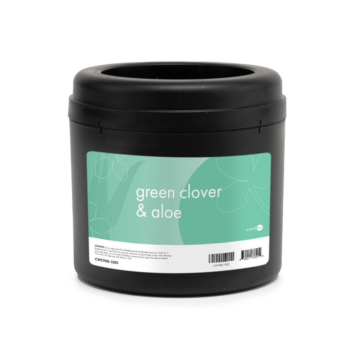 ScentAir Whisper Home cartridge shows long-lasting Green Clover & Aloe scent for living spaces.