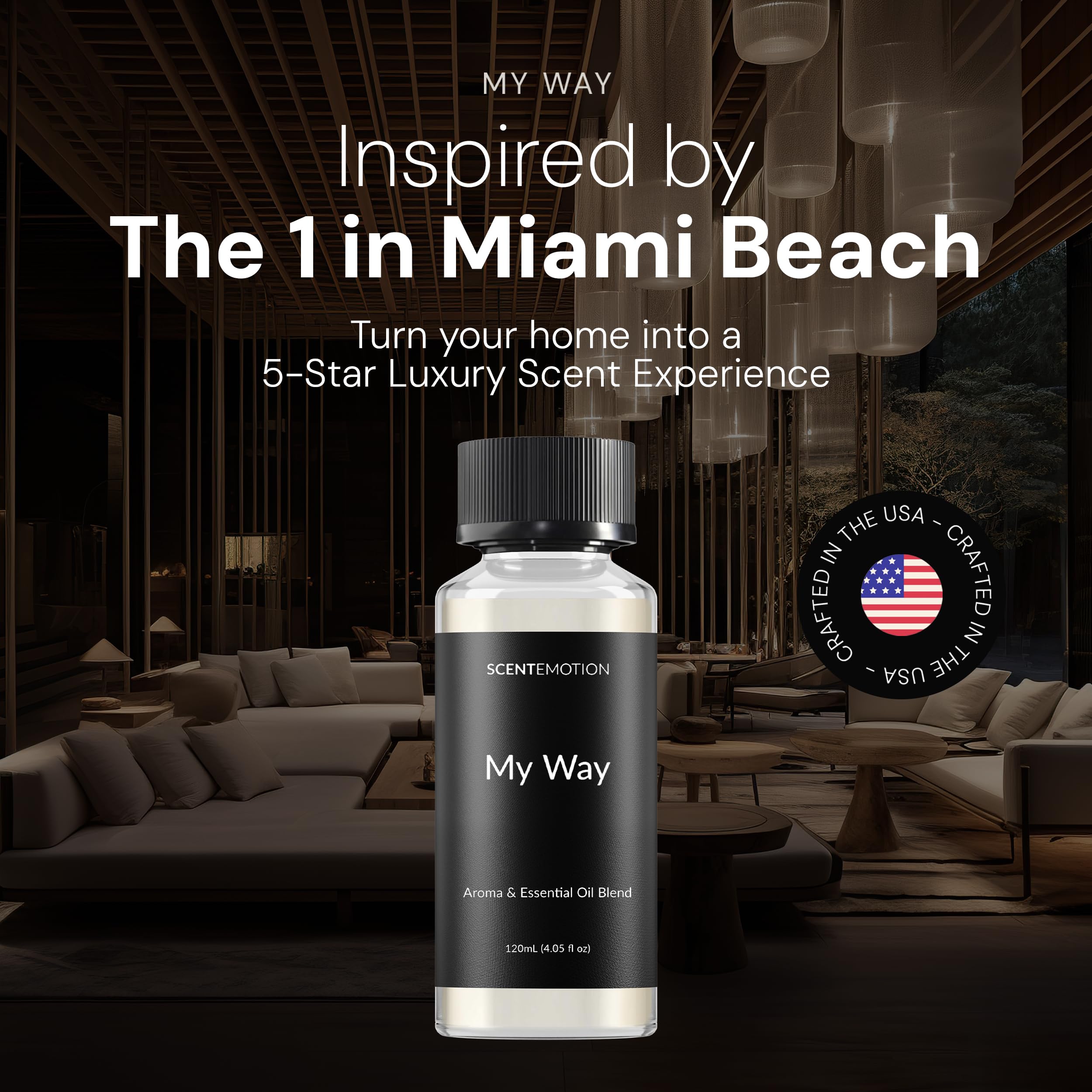 My Way diffuser oil with leather and cardamom for a sophisticated room fragrance.