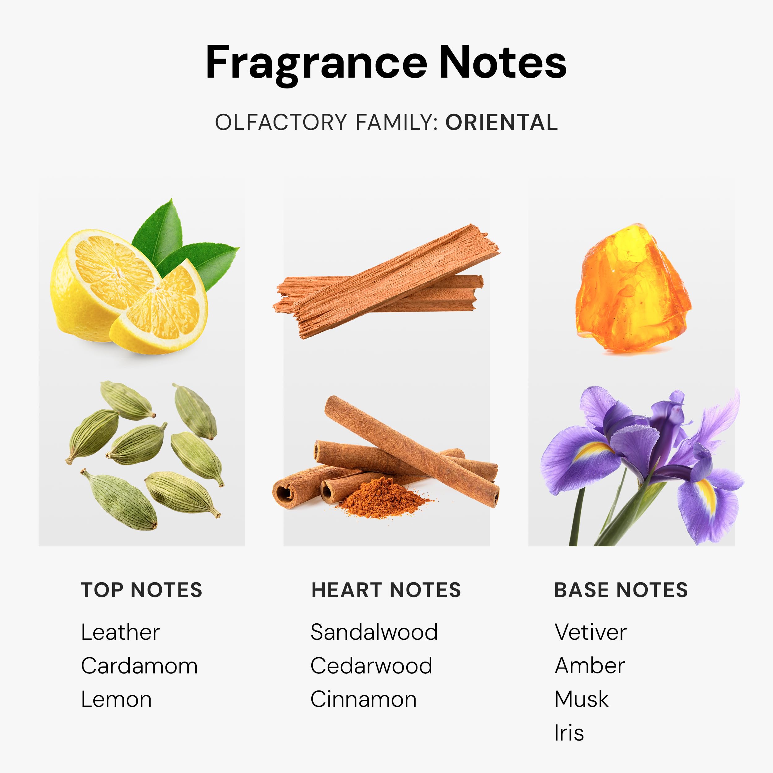 Heart and base notes like sandalwood and amber create lasting elegance.