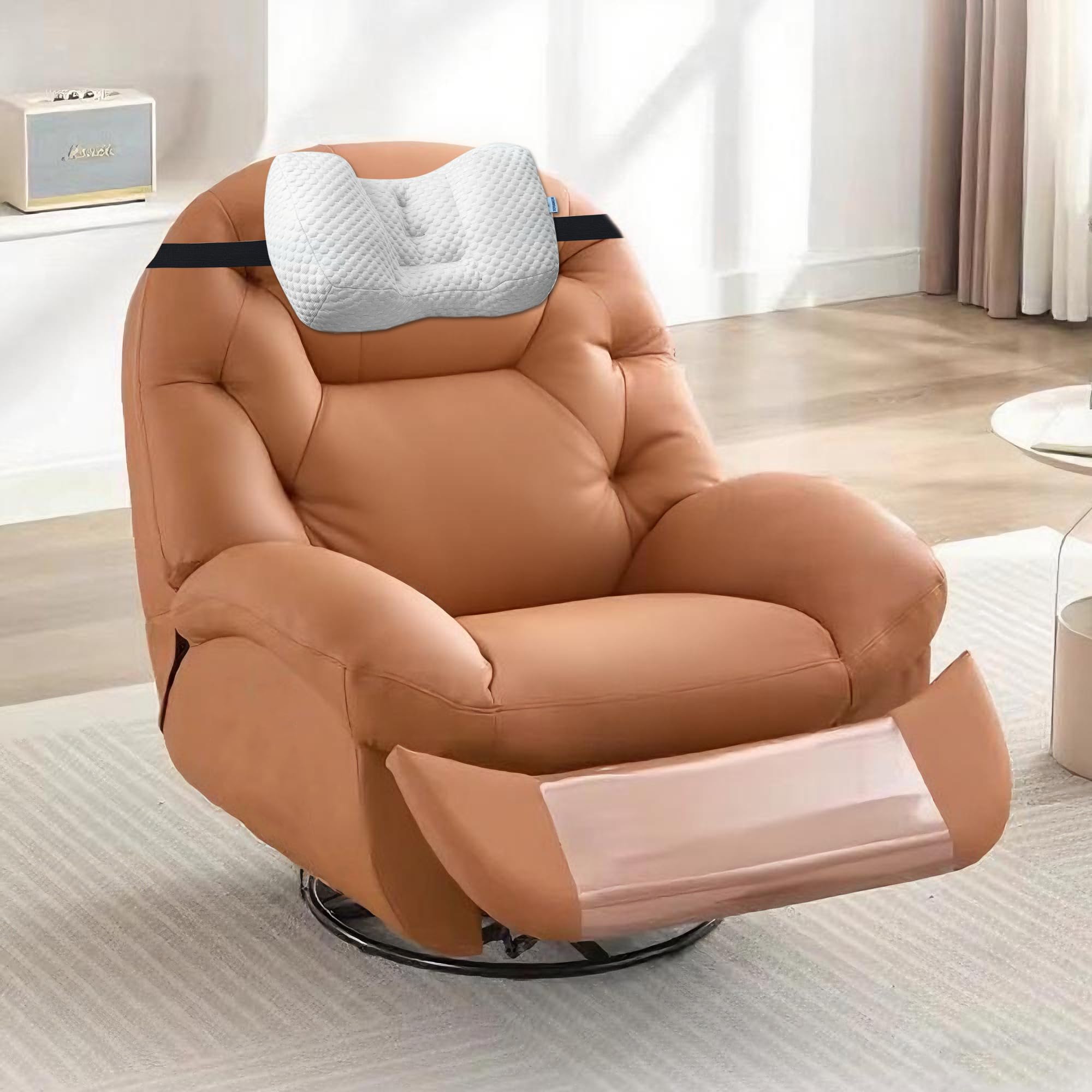 SCFOAMZAI headrest pillow attached to chair for ergonomic neck alignment