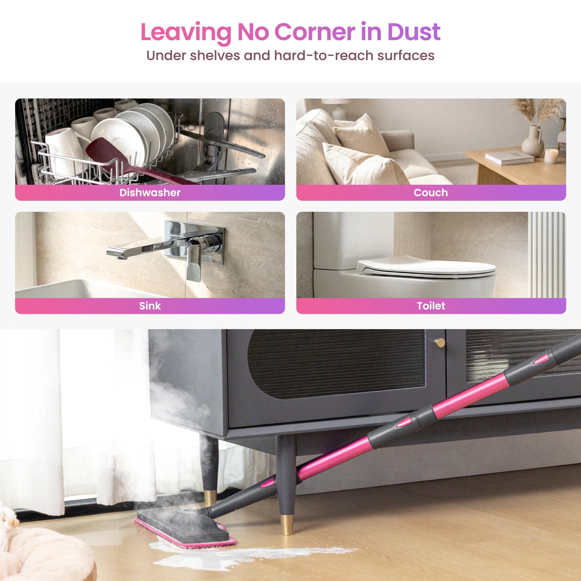 Schenley washable microfiber pads deliver chemical-free cleaning on floors.