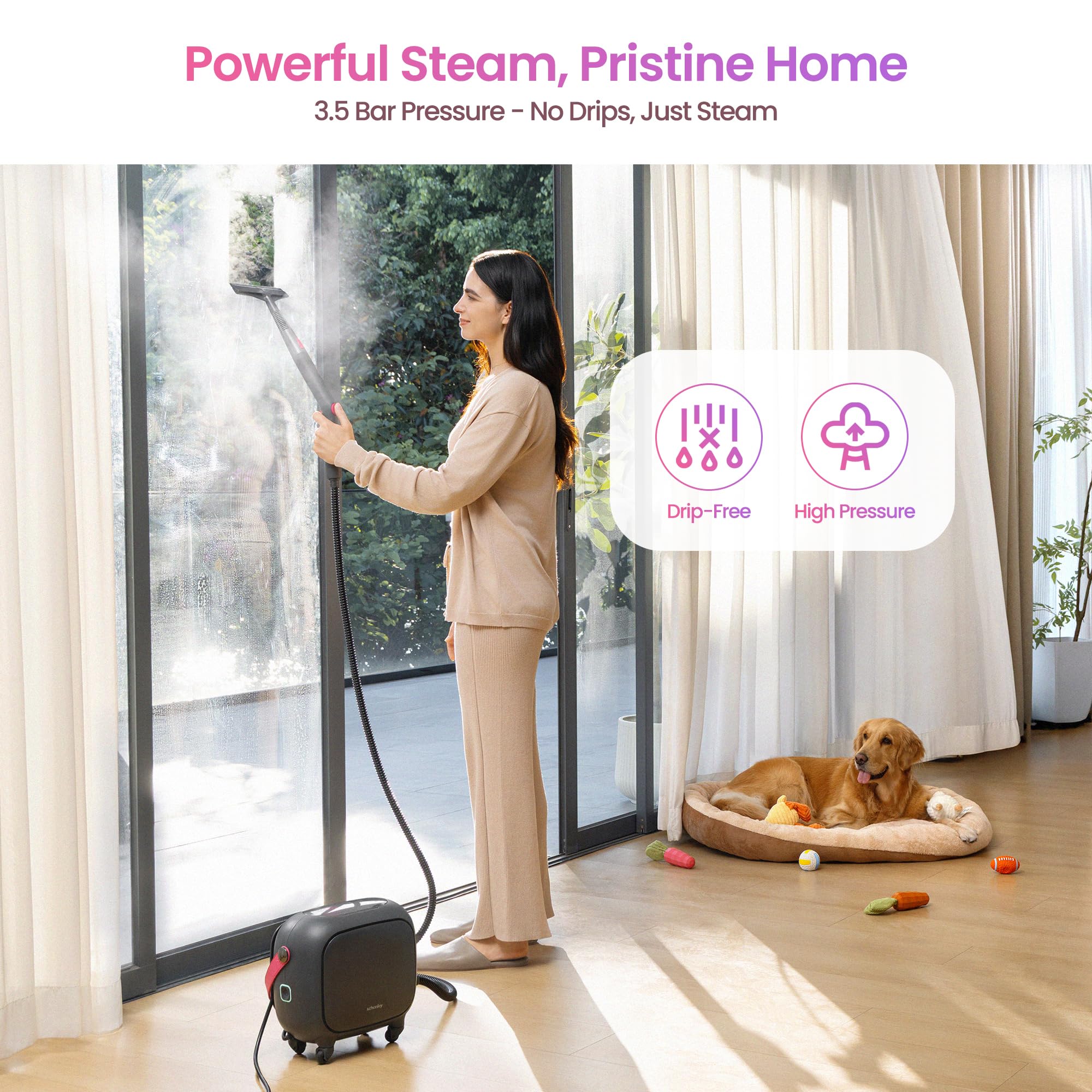Schenley rapid-heat 8-minute setup enables quick start to cleaning tasks