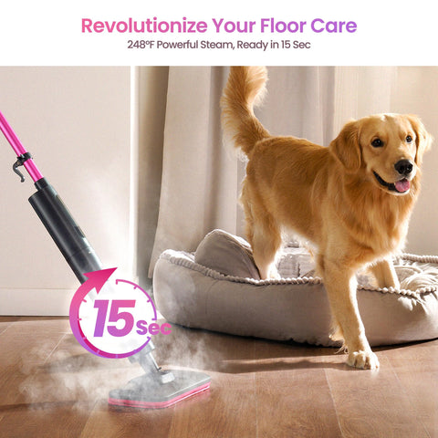 Schenley steam mop cleaner uses chemical-free steam for safe, residue-free floors