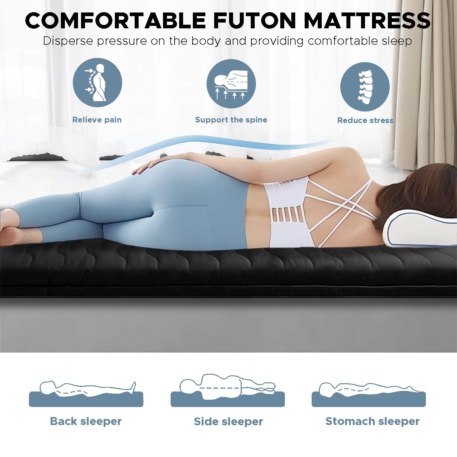 SCHNAUZER HOME Japanese floor mattress folded for portable sleeping and setup.