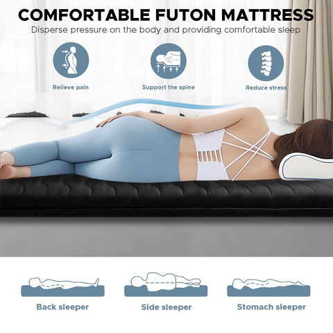 SCHNAUZER HOME Japanese floor mattress folded for portable sleeping and setup.