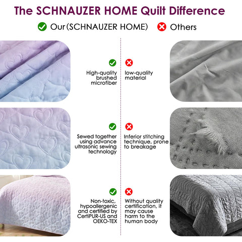 SCHNAUZER HOME ultrasonic stitching close-up showing durable lightweight construction.