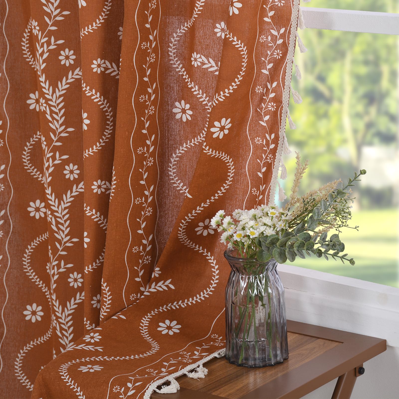 Schweek natural linen blend curtains resist creasing for a tidy drape.